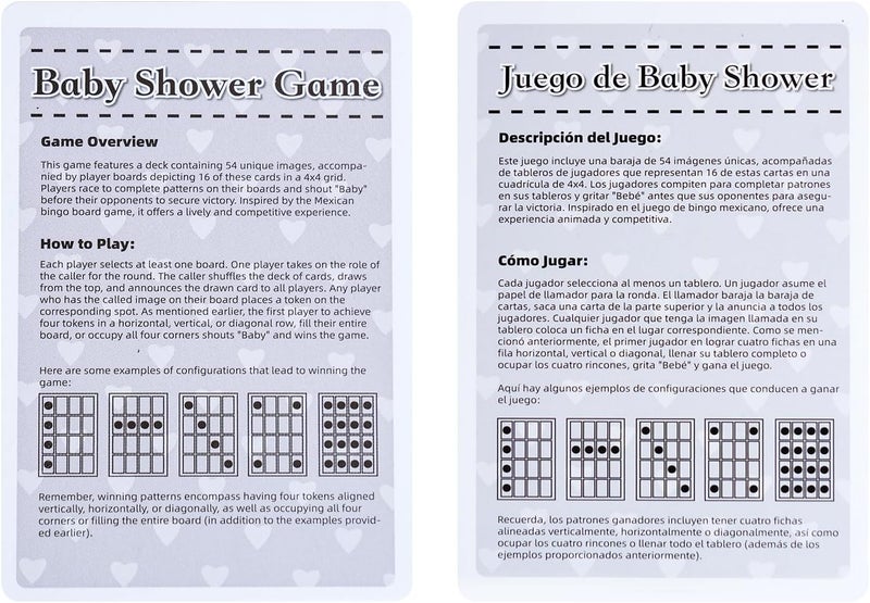 Ambercalm Baby Shower Games in Spanish English for 50 Players,Mexican Bingo Juegos para Baby Shower en Español for Boy and Girl,Funny Spanish Bingo Card Games - Image 4
